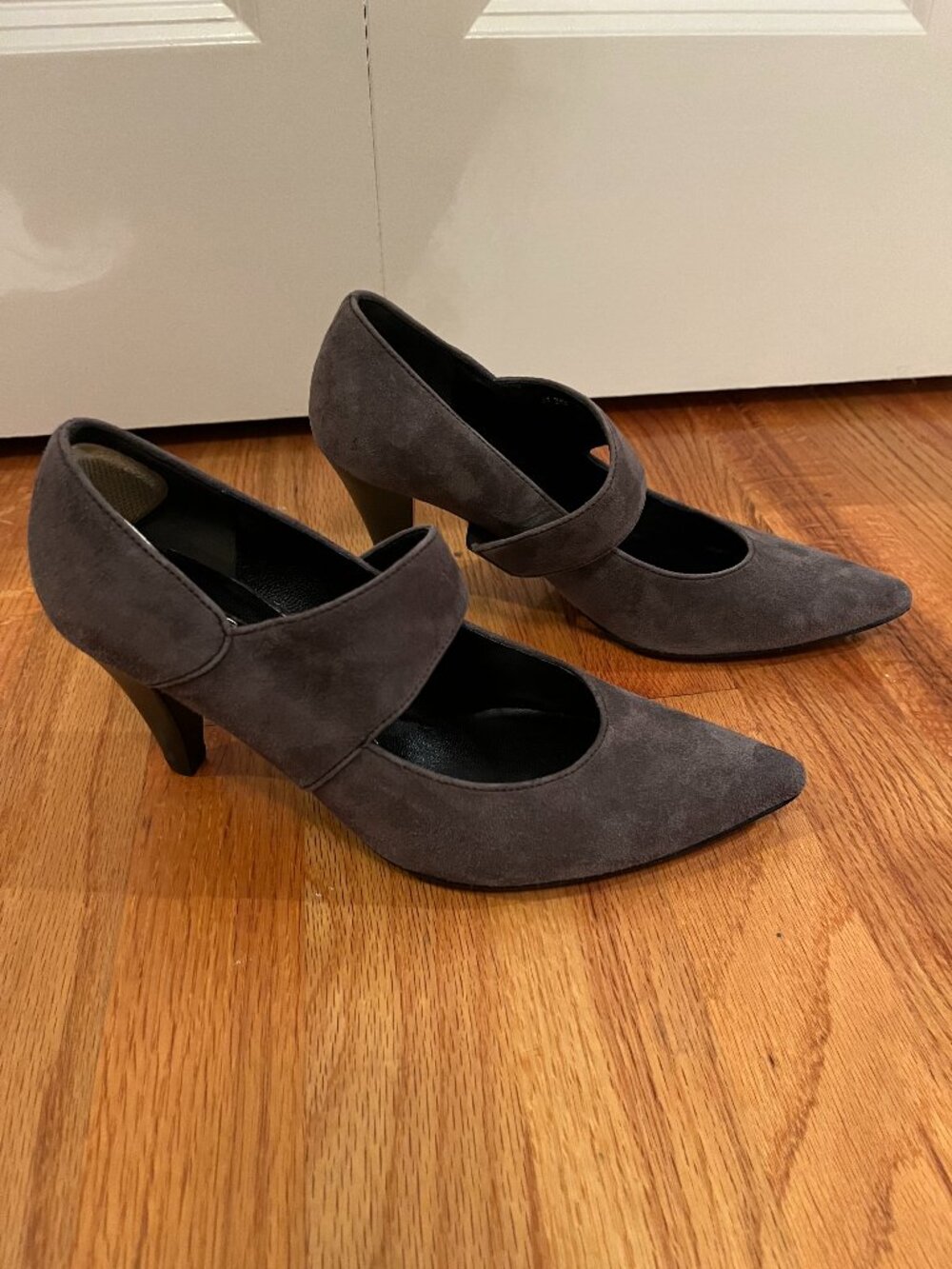 Gabor Women's Gray Suede Heels Slip On Sz 7.5 Samtchevreau Zinn New In Box